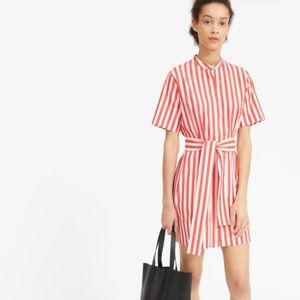 Everlane Cotton Collarless Belted Shirtdress